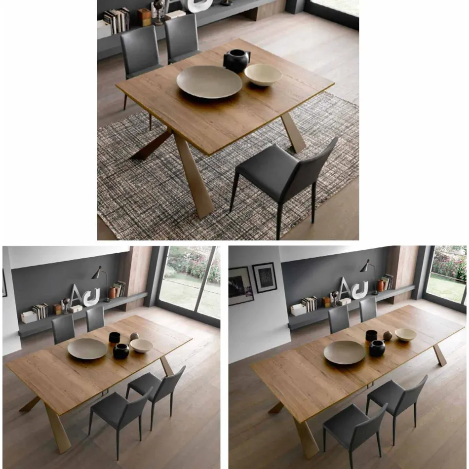 Konsol i trä och metall Förlängningsbar Upp till 295 cm Tillverkad i Italien - Timedio Viadurini