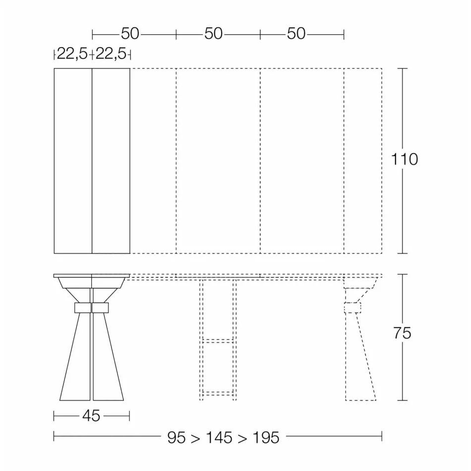 Konsol i trä och metall Förlängningsbar Upp till 295 cm Tillverkad i Italien - Timedio Viadurini