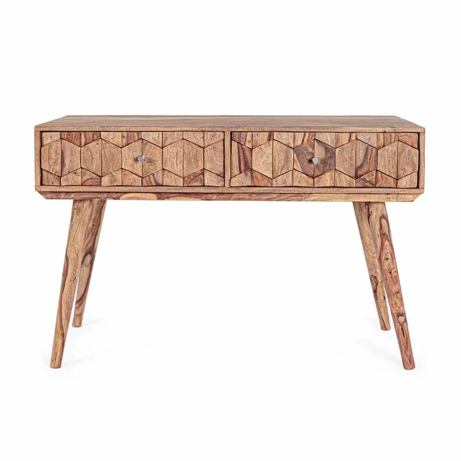 Sheesham träkonsol med två lådor Luxury Design Homemotion - Fregene Viadurini