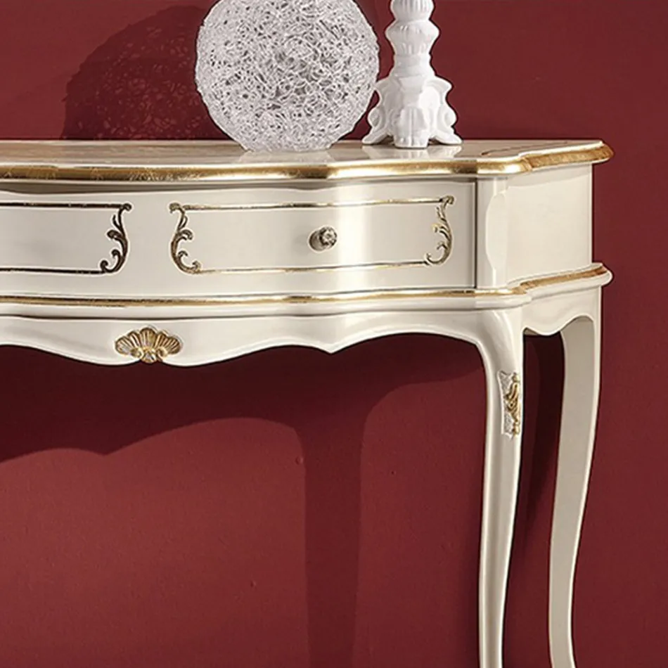 Klassisk entrékonsol i trä med 1 låda Tillverkad i Italien - Leonor Viadurini