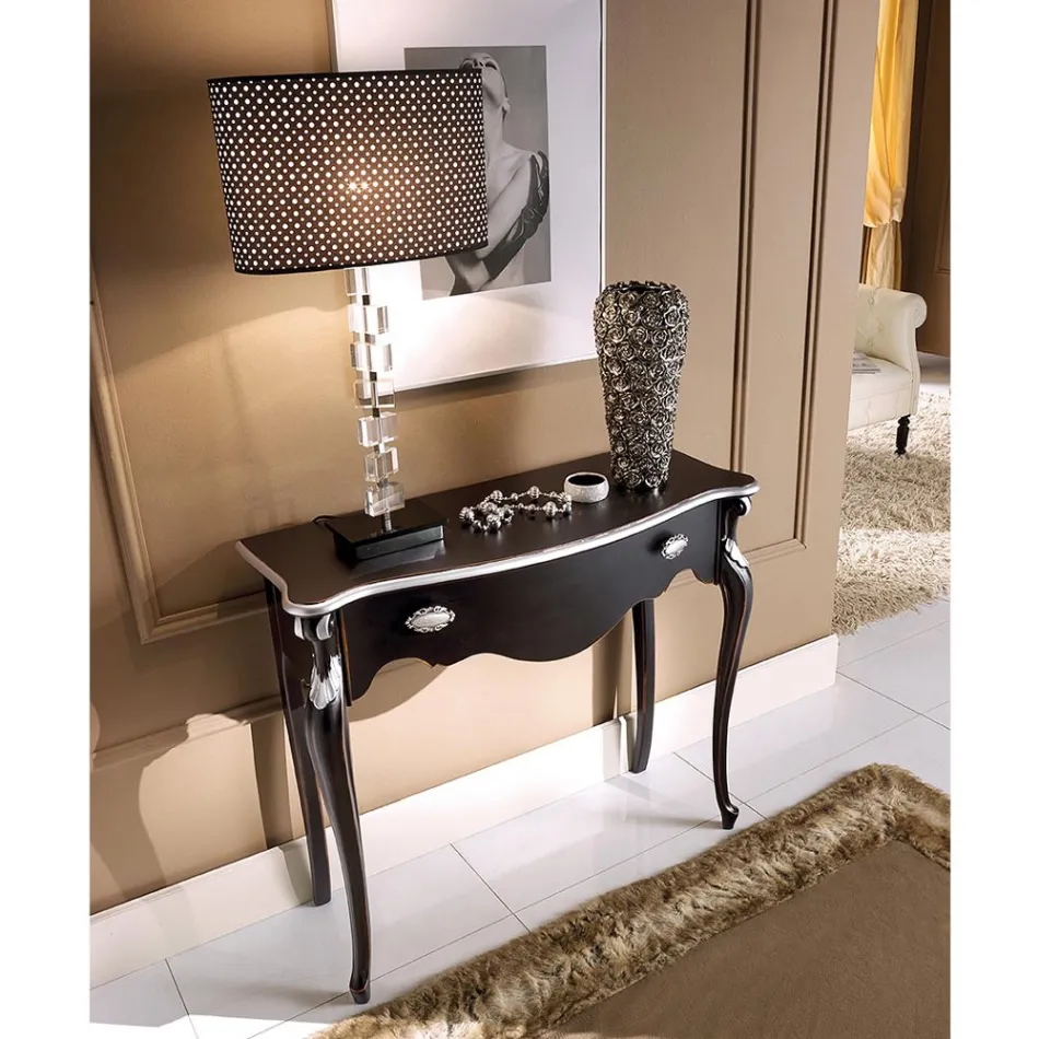 Klassisk träentrékonsol med låda Tillverkad i Italien - Ottaviano Viadurini