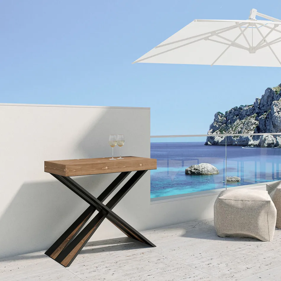 Modern konsol utdragbar till 300 cm med antracitram tillverkad i Italien - Avventura Viadurini