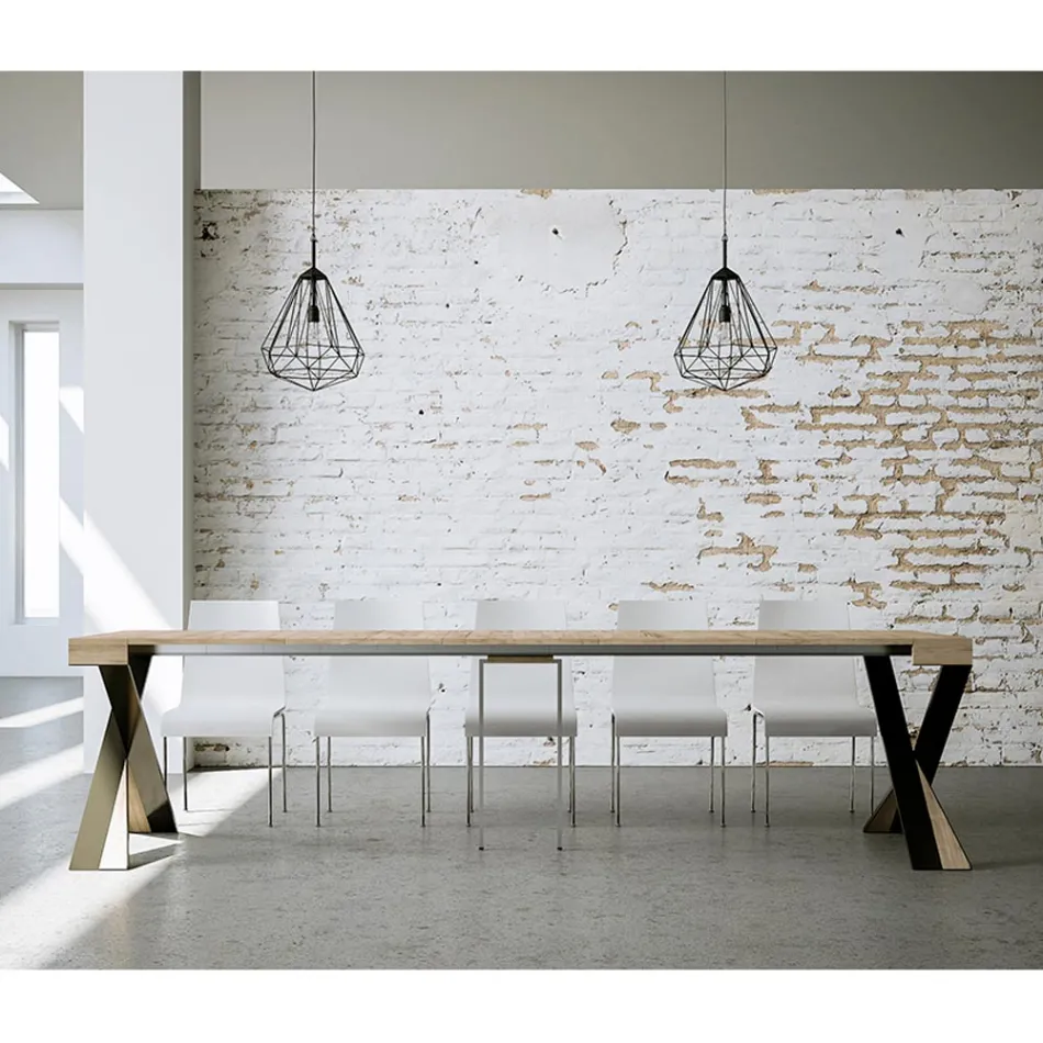 Modern konsol utdragbar till 300 cm med antracitram tillverkad i Italien - Avventura Viadurini