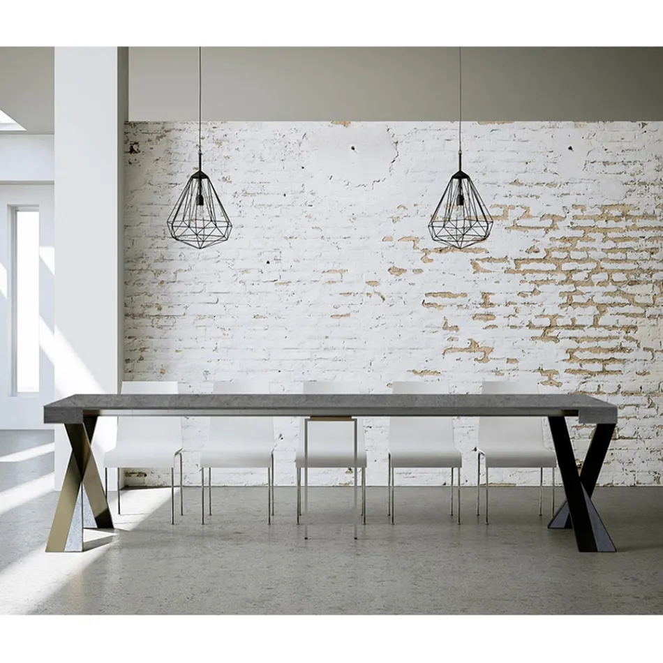 Modern konsol utdragbar till 300 cm med antracitram tillverkad i Italien - Avventura Viadurini