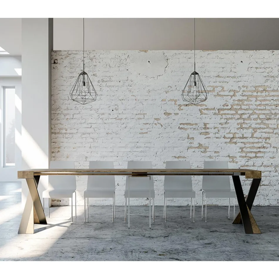 Modern konsol utdragbar till 300 cm med antracitram tillverkad i Italien - Avventura Viadurini