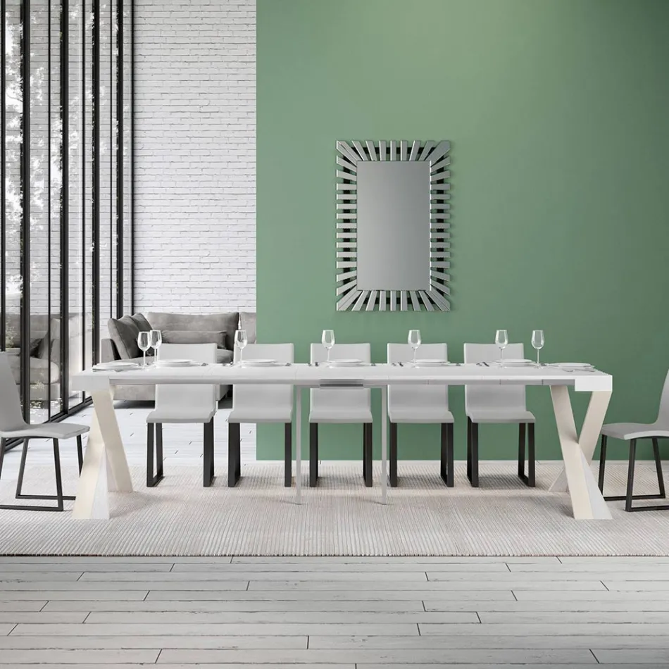 Modern konsol Utdragbar till 300 cm med vit ram tillverkad i Italien - spegel Viadurini