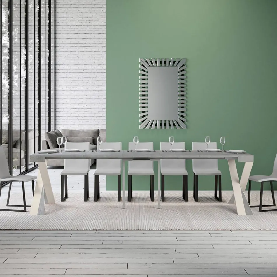 Modern konsol Utdragbar till 300 cm med vit ram tillverkad i Italien - spegel Viadurini