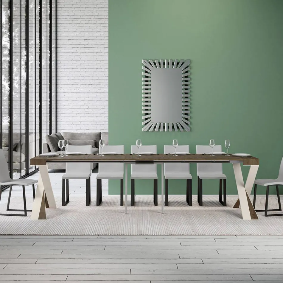 Modern konsol Utdragbar till 300 cm med vit ram tillverkad i Italien - spegel Viadurini