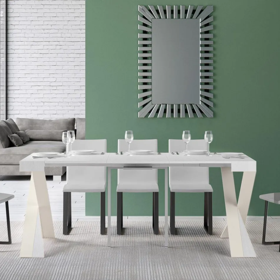 Modern konsol Utdragbar till 300 cm med vit ram tillverkad i Italien - spegel Viadurini