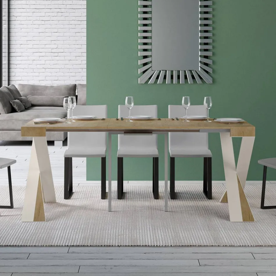 Modern konsol Utdragbar till 300 cm med vit ram tillverkad i Italien - spegel Viadurini