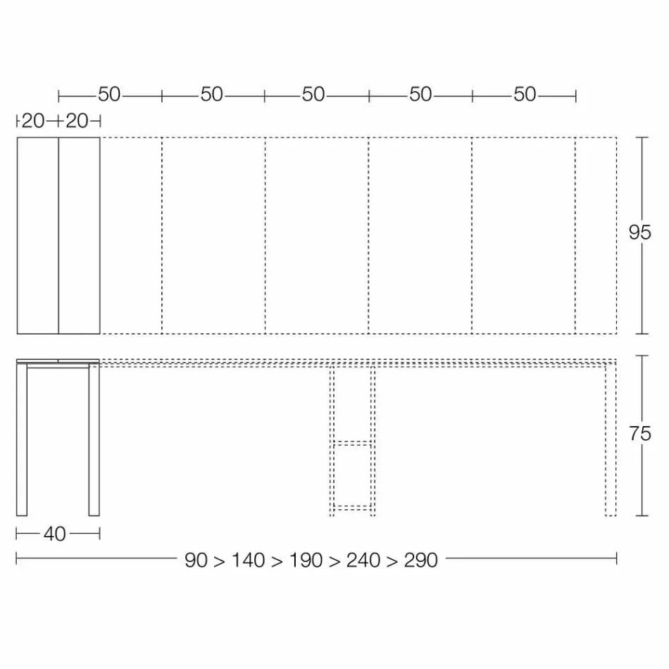 Utdragbar modern konsol i ek och metall Tillverkad i Italien - Nappo Viadurini
