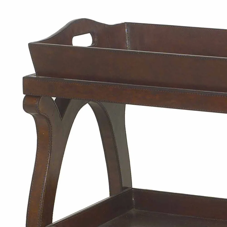 modern konsol med Walter bricka i brunt skinnjacka Viadurini