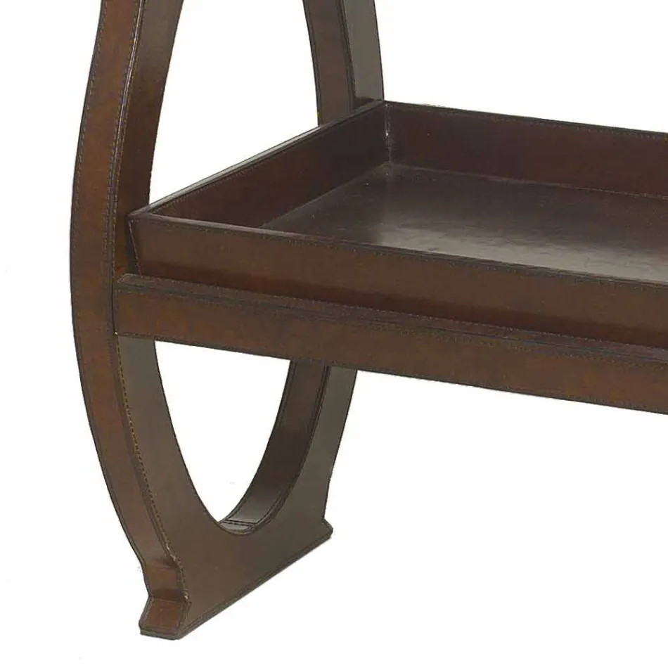 modern konsol med Walter bricka i brunt skinnjacka Viadurini