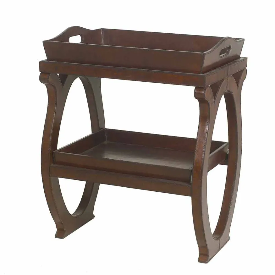 modern konsol med Walter bricka i brunt skinnjacka Viadurini