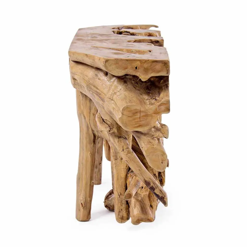 Modern lyxig designkonsol i naturliga teakrötter - johannesbröd Viadurini