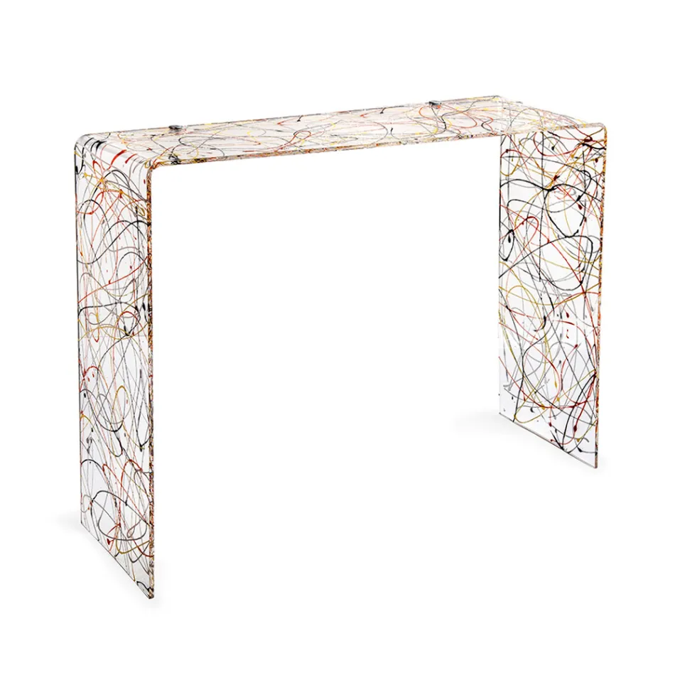 Modernt konsolbord i transparent eller flerfärgad plexiglas tillverkad i Italien - Emy Viadurini