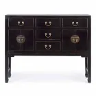 Vintage Design Black Elm Wood Console Table 5 Lådor Homemotion - Sonten Viadurini