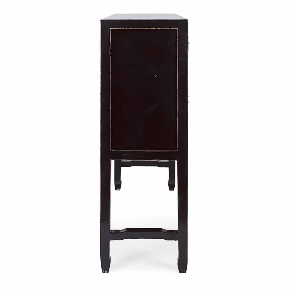 Vintage Design Black Elm Wood Console Table 5 Lådor Homemotion - Sonten Viadurini