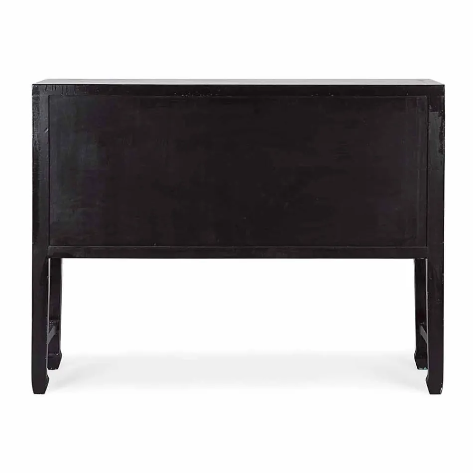 Vintage Design Black Elm Wood Console Table 5 Lådor Homemotion - Sonten Viadurini