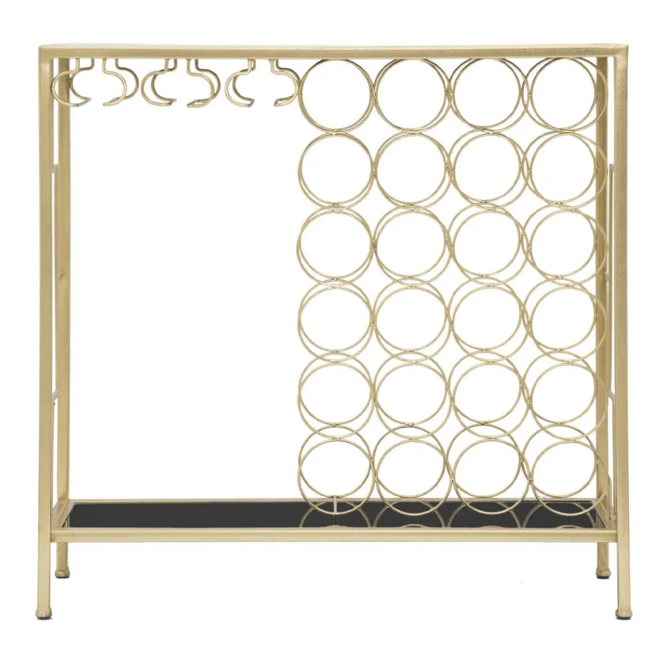 Konsol i glasflaska med guldjärnstruktur - Vicio Viadurini