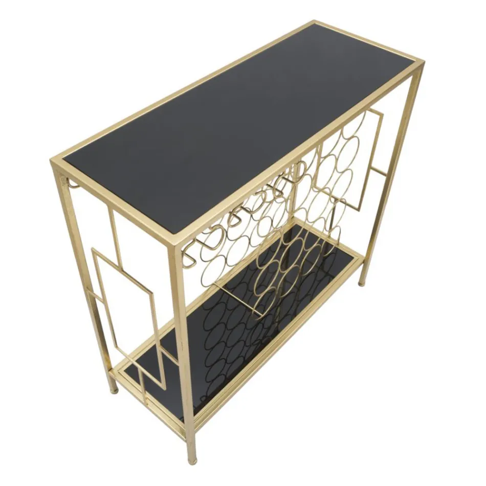 Konsol i glasflaska med guldjärnstruktur - Vicio Viadurini