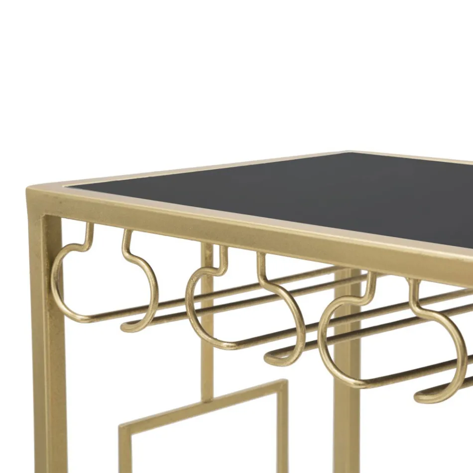 Konsol i glasflaska med guldjärnstruktur - Vicio Viadurini