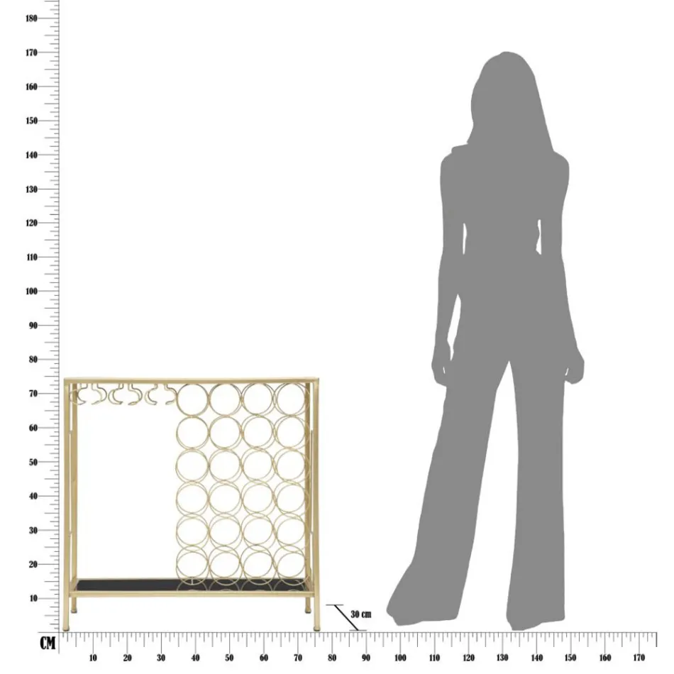 Konsol i glasflaska med guldjärnstruktur - Vicio Viadurini