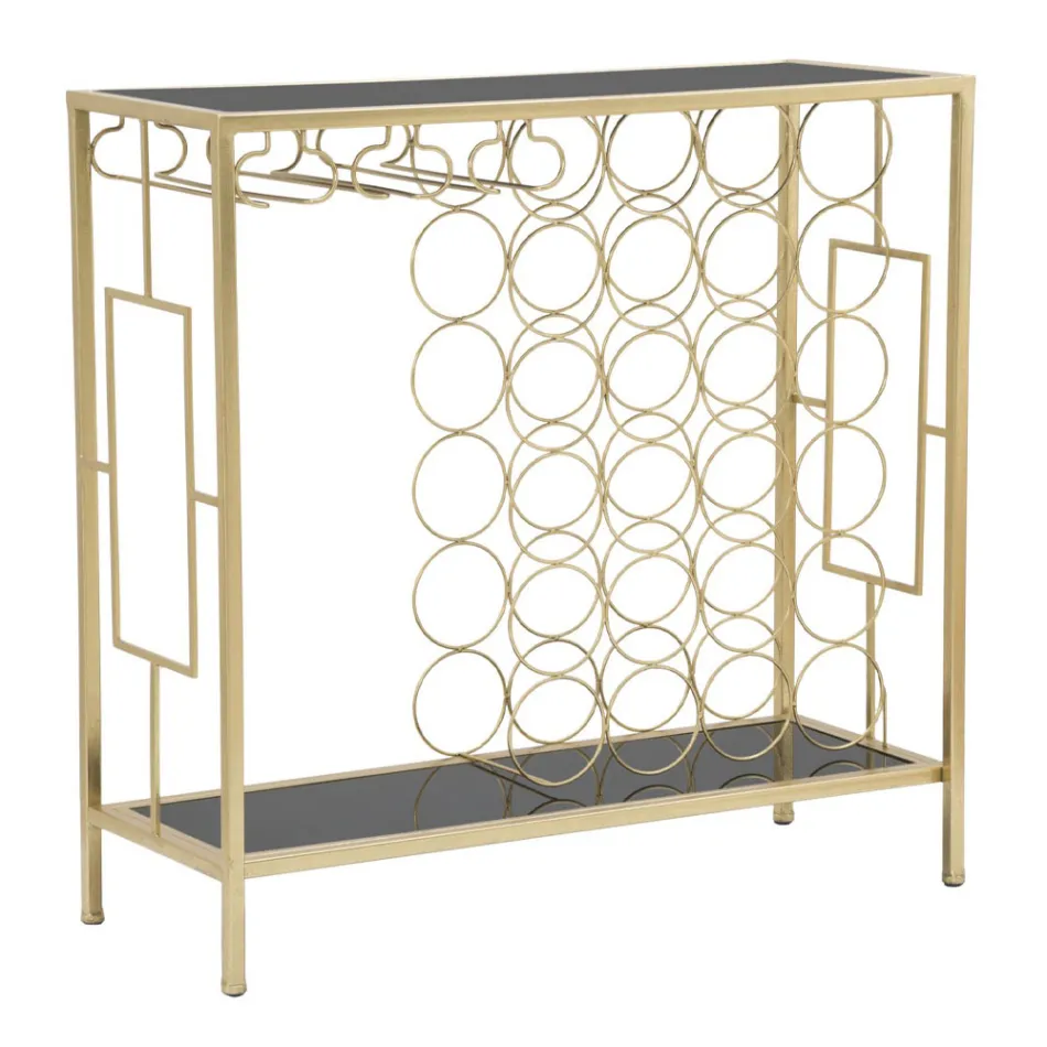 Konsol i glasflaska med guldjärnstruktur - Vicio Viadurini