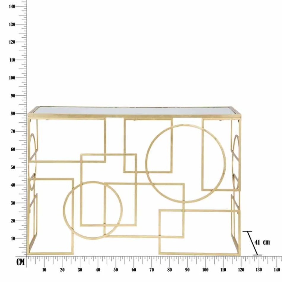 Modern design rektangulär konsol i järn och spegel - Billie Viadurini