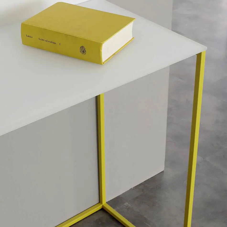 Vardagsrumskonsol i vit kristall med metallbas tillverkad i Italien - Iridio Viadurini