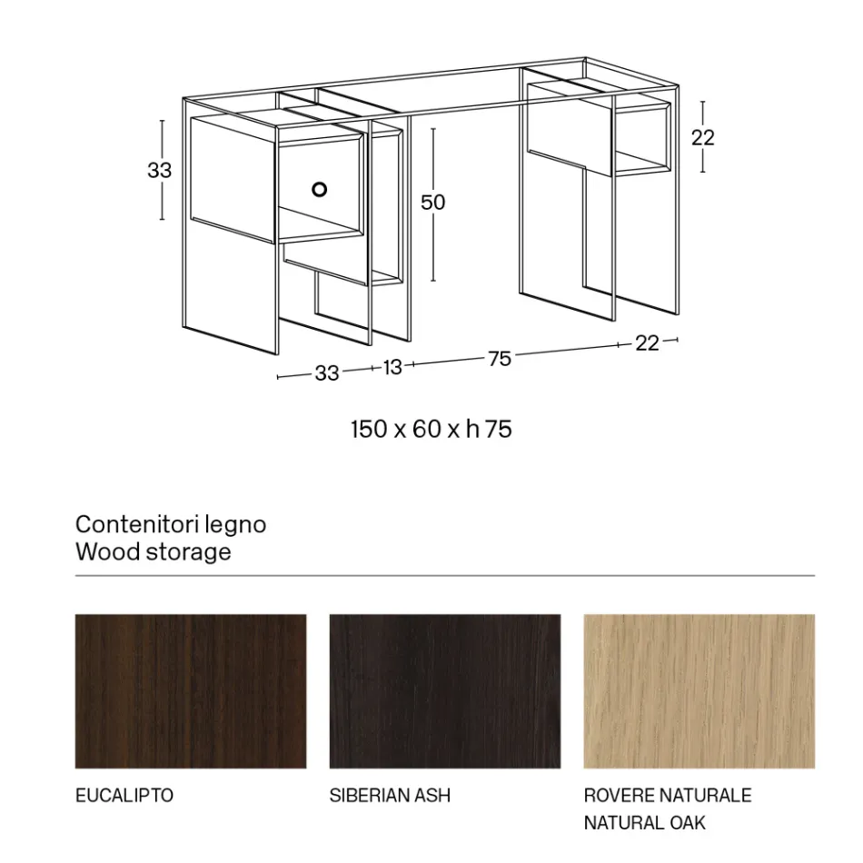 Konsolskrivbord i extra klart glas och trä Tillverkat i Italien - Damiano Viadurini