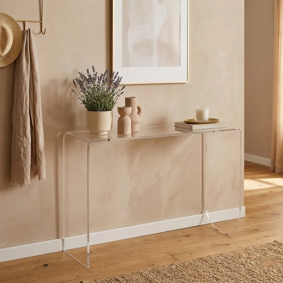 Alarico transparent plexiglaskonsolbord med modern design, tillverkat i Italien Viadurini