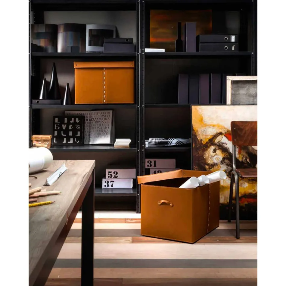 Modern förvaringsbox i regenererat läder Tillverkat i Italien - Gabry Viadurini