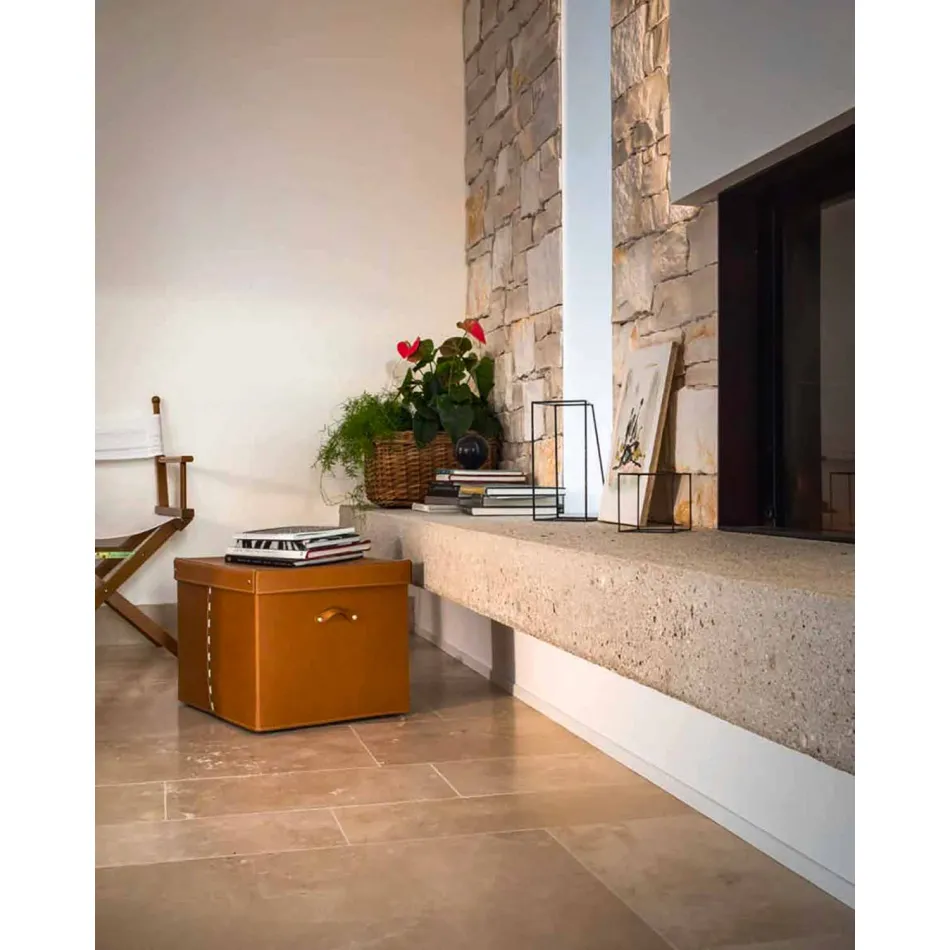 Modern förvaringsbox i regenererat läder Tillverkat i Italien - Gabry Viadurini