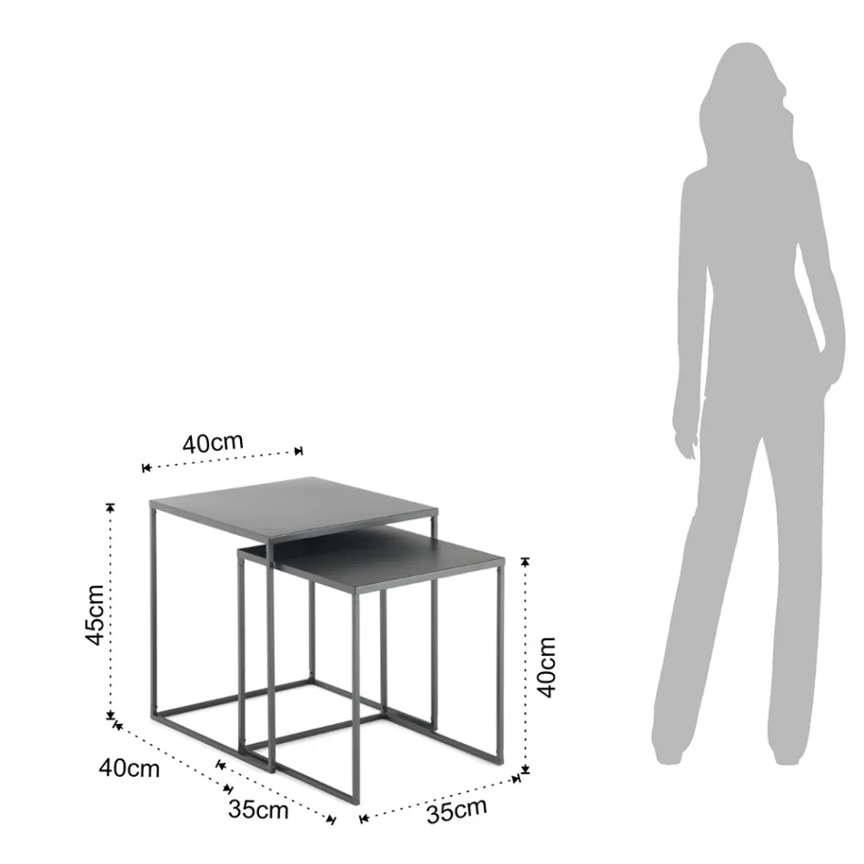 Ett par soffbord i antracitmålat stål - Sospiro Viadurini