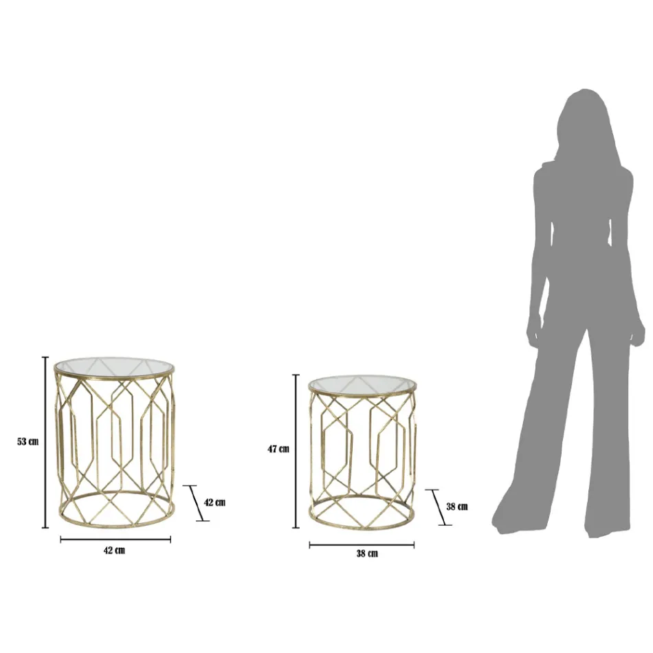 Par järnbord med rund glasskiva - Etro Viadurini