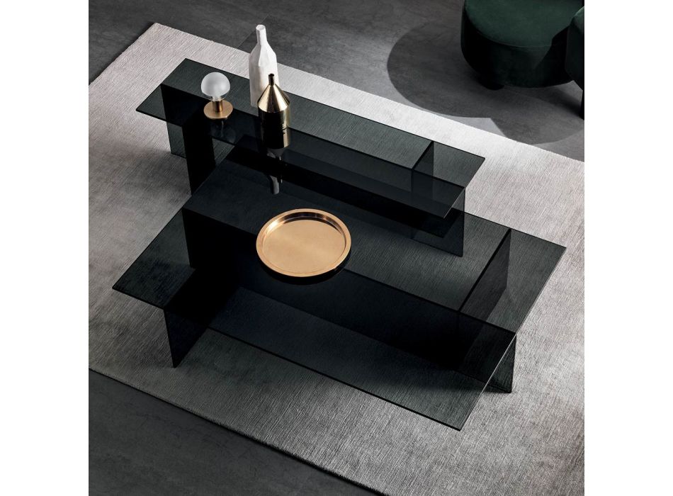 Ett par moderna soffbord i rökt glas tillverkade i Italien - Sestola Viadurini