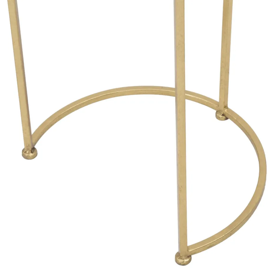 Ett par runda soffbord i glas och gyllene järn - Avola Viadurini