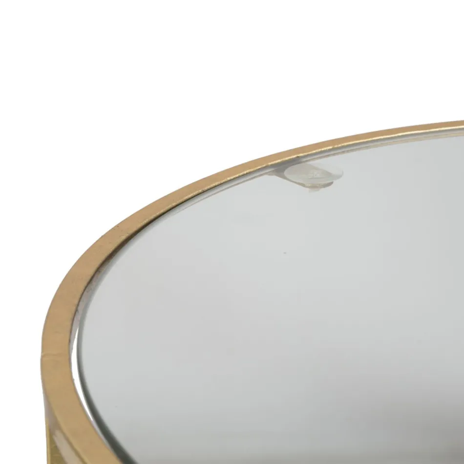 Ett par runda soffbord i glas och gyllene järn - Avola Viadurini