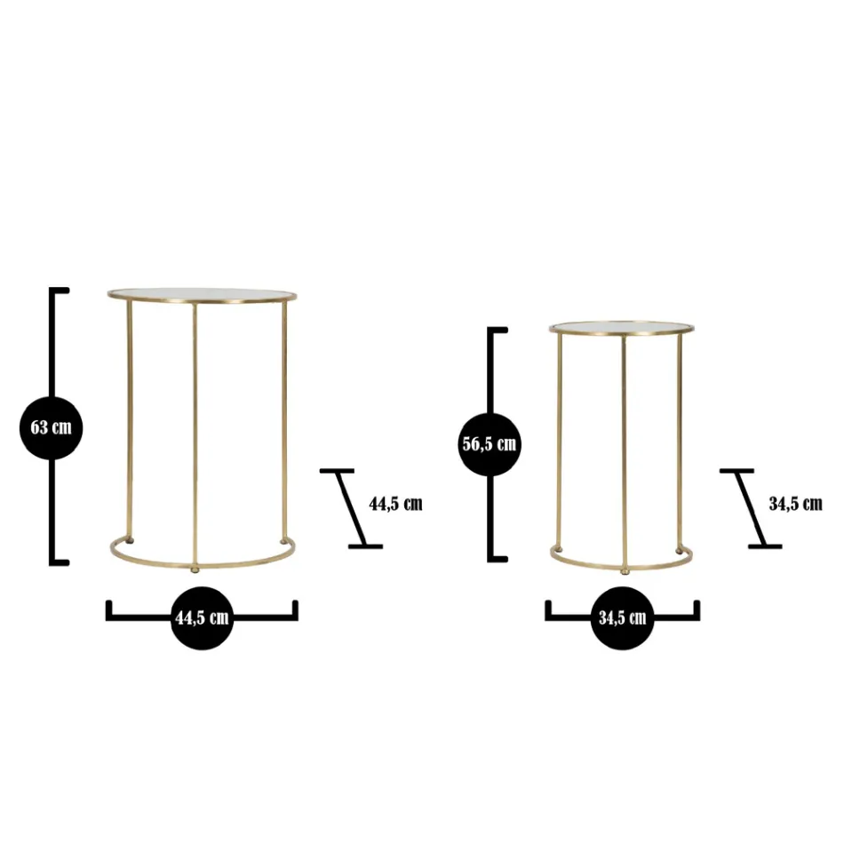 Ett par runda soffbord i glas och gyllene järn - Avola Viadurini