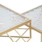 Ett par fyrkantiga telefonbord i gyllene järn- och glasskiva - Pope Viadurini