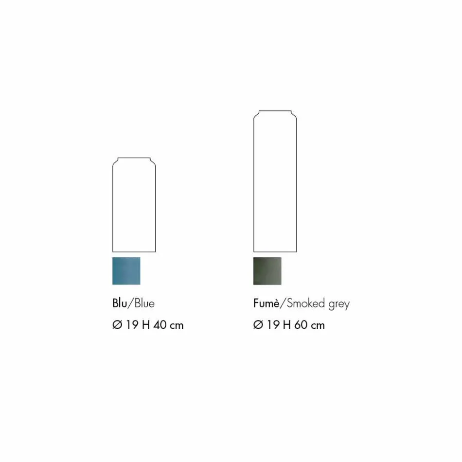 Par dekorativa vaser i blått och rökt färgat glas, modern design - Adriano Viadurini