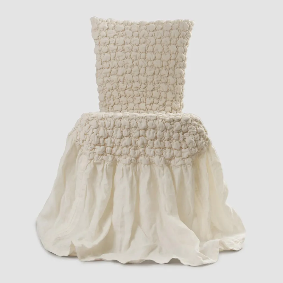 Elegant stolsöverdrag med ryggstöd för vardagsrum i broderat linne - Panteo Viadurini