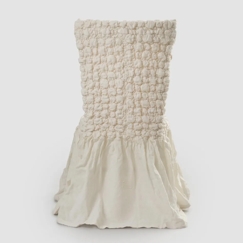 Elegant stolsöverdrag med ryggstöd för vardagsrum i broderat linne - Panteo Viadurini