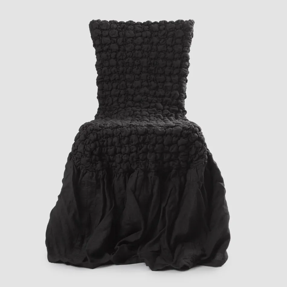 Elegant stolsöverdrag med ryggstöd för vardagsrum i broderat linne - Panteo Viadurini