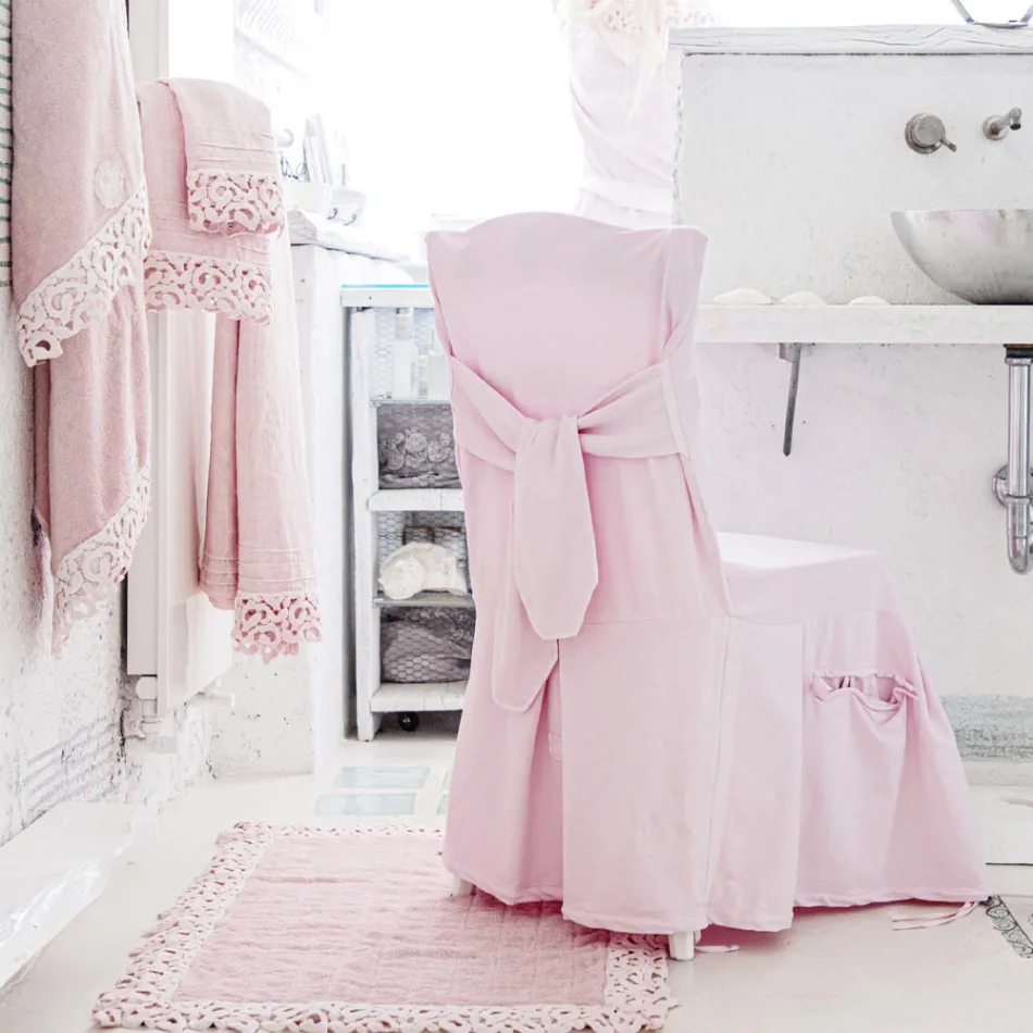 Elegant stolsöverdrag för vardagsrum i färgad bomull med ryggstöd - Filippa Viadurini