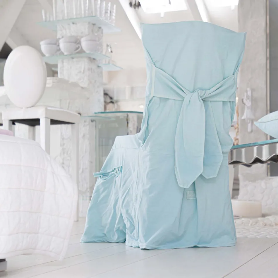 Elegant stolsöverdrag för vardagsrum i färgad bomull med ryggstöd - Filippa Viadurini