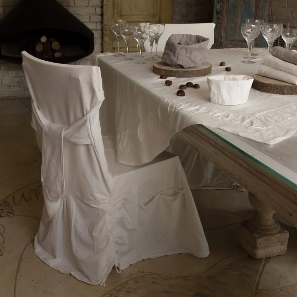 Elegant stolsöverdrag för vardagsrum i färgad bomull med ryggstöd - Filippa Viadurini