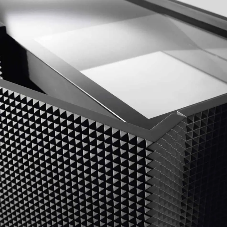 Skänk med två svarta dörrar med 2 dörrar och utdragbar låda Flora Viadurini