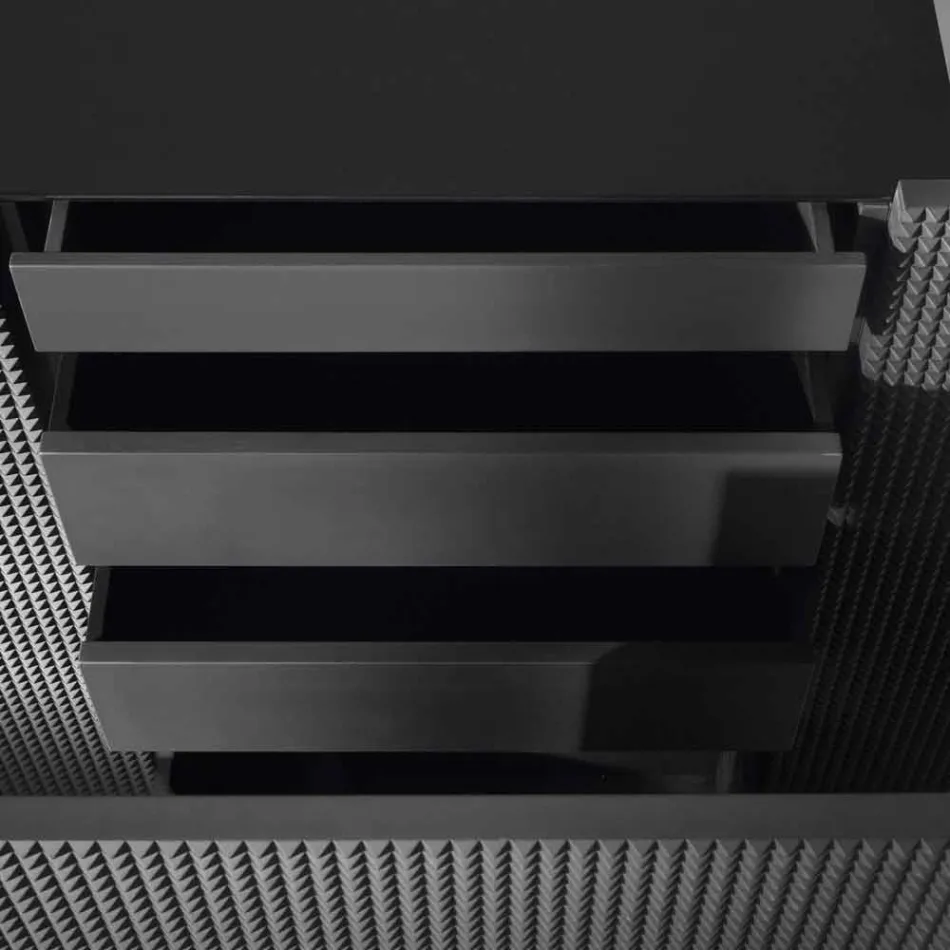 Skänk med två svarta dörrar med 2 dörrar och utdragbar låda Flora Viadurini